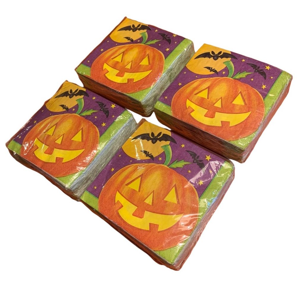 Halloween Paper Napkins 4 Packages Pumpkin Jack-O-Lantern Party Creations Sealed